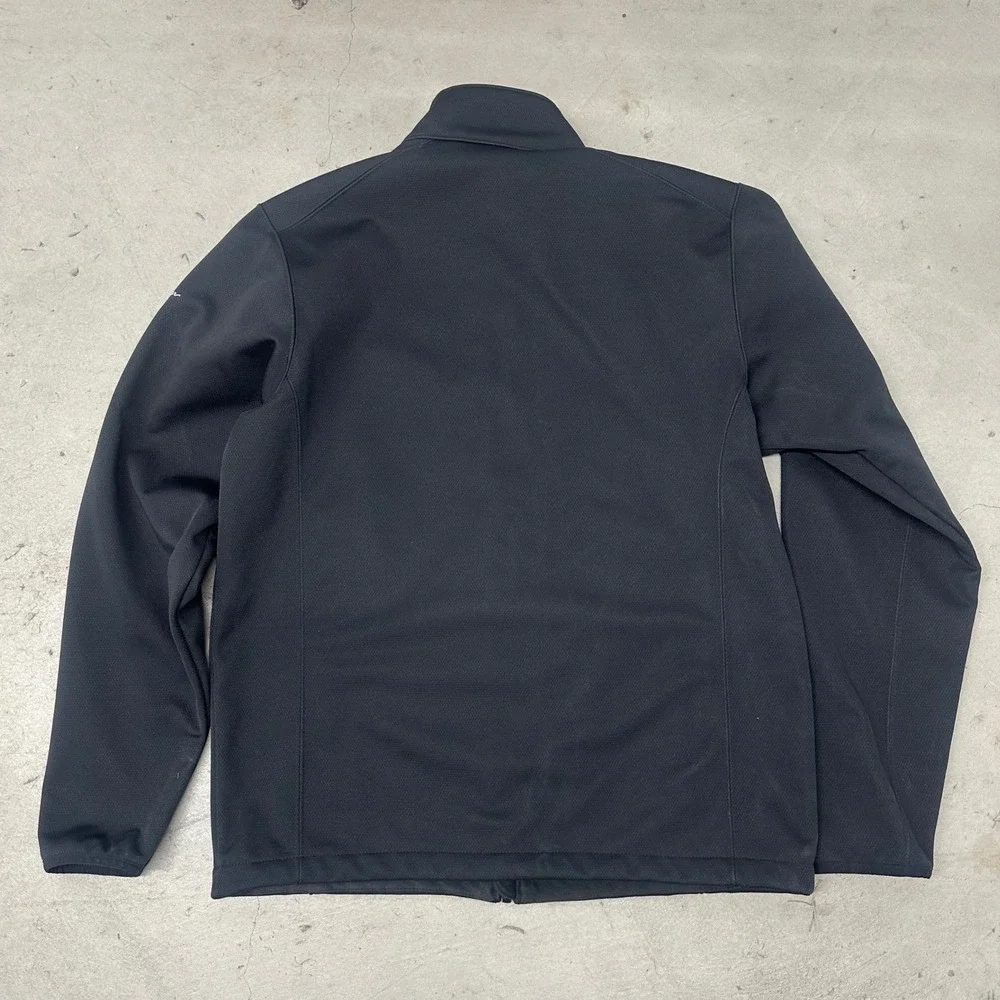 Eddie Bauer Black Softshell Jacket M Honeywell Logo Full Zip Fleece Lined